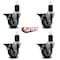 Service Caster 3.5'' Gray Poly Swivel 1-3/4'' Expanding Stem Caster Set with Brake, 4PK SCC-EX20S3514-PPUB-PLB-134-4 - alternate 4